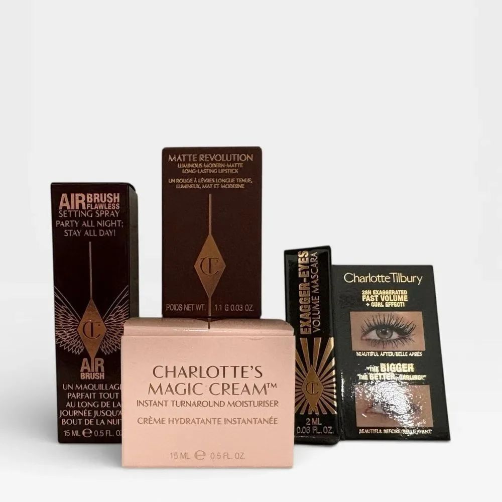 Charlotte Tilbury Magic Cream Airbrush Setting Spray Mascara Lipstick Set, New